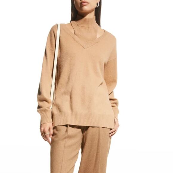 Naadam Cut Out Cashmere Turtleneck Sweater Sz M - Picture 1 of 9